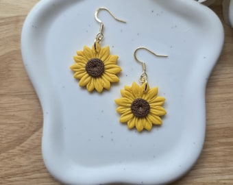 Sunflower polymer clay earrings