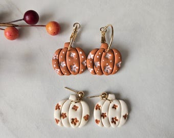 Pumpkin Floral Polymer clay earrings