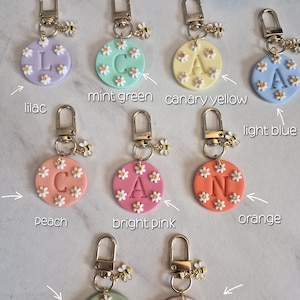 Letter floral Keychain| Clay keychain image 2