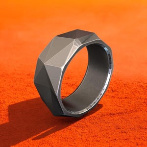 Geometric Faceted Sterling Silver Ring: Handmade Modern Statement Jewelry