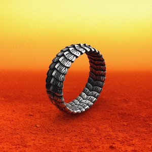 Dragon Scale Sterling Silver Ring: Gothic Armor Band, Fantasy Jewelry
