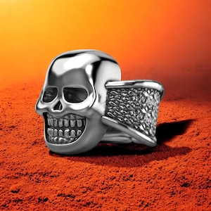 Gothic Bearded Skull Ring: 925 Sterling Silver Biker Jewelry