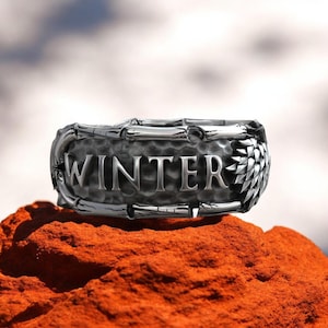 Direwolf Ring: 925 Sterling Silver &#39;Winter Is Coming&#39; Gothic Band