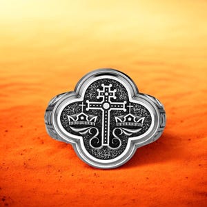 Orthodox Cross Ring, 925 Sterling Silver Slavic Christian Ring, Byzantine Orthodox Symbol Ring, Religious Gift for Men, Church Jewelry