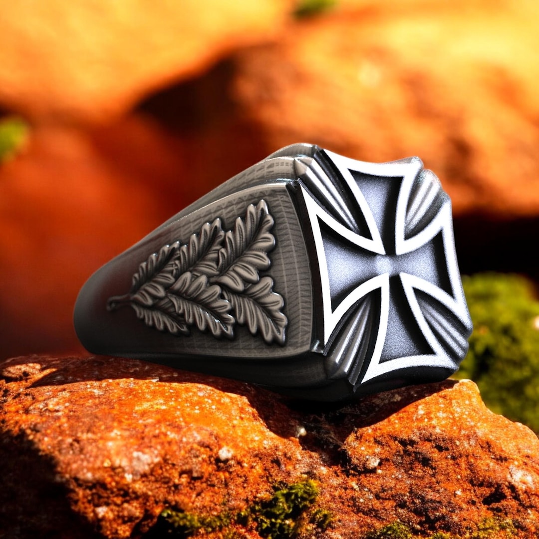 Iron Cross Ring 925 Sterling Silver, Gothic Biker Signet - Etsy