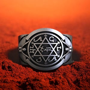 Seal of Solomon 925 Sterling Silver Ring, Occult Talisman Jewelry for Men, Angel Symbol Statement Band, Esoteric Protection Ring