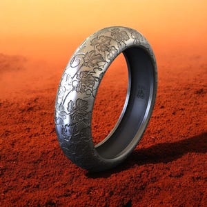 Anello in argento con incisione floreale, fascia vintage in argento sterling 925, fede nuziale in stile antico, gioielli botanici fatti a mano, regalo unico per lei