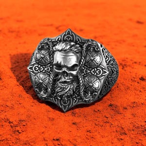 Viking Skull Ring: 925 Sterling Silver Norse Warrior Jewelry
