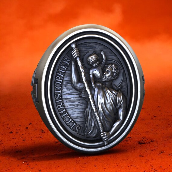 Christopher Ring, 925 Sterling Silver Christian Jewelry