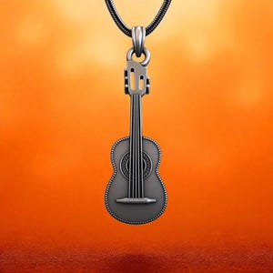 Sterling Silver Guitar Necklace: Handmade Musician Pendant, Music Lover Gift