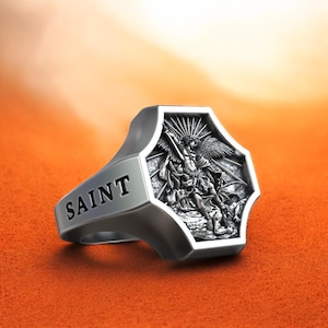 Ring Saint Michael: sterlingzilveren sieraden aartsengel krijger