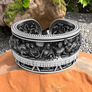 Last Supper Ring, 925 Sterling Silver Jesus and Disciples Band, Religious Christian Jewelry, Detailed Biblical Scene Statement Ring