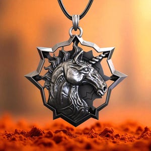 Handmade Sterling Silver Unicorn Pendant Necklace - Mythical Horse Amulet