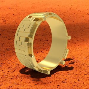 Geometric Silver Ring, 925 Sterling Silver Men&#39;s Band, Futuristic Pattern Ring, Unique Statement Ring, Sci-Fi Inspired Jewelry, Gift for Him