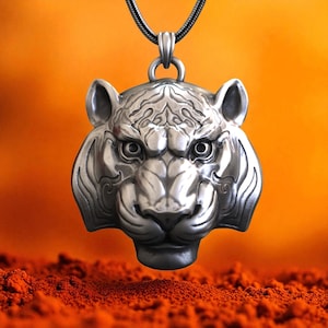 Sterling Silver Tiger Necklace: Handmade Animal Pendant, Jungle Jewelry
