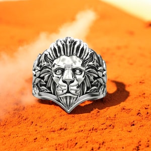 Sterling Silver Lion Head Ring: Regal Animal Jewelry