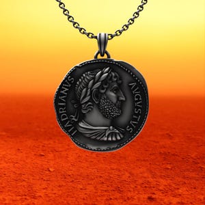 Roman Coin Necklace 925 Sterling Silver Handmade Ancient Emperor Pendant for Men Historical Coin Jewelry Caesar Inspired Vintage Gift Chain