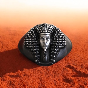 Egyptian Pharaoh Ring, 925 Sterling Silver Ancient Egypt Jewelry, Handmade Egyptian King Ring, Mens Statement Ring, Mythology Signet Ring