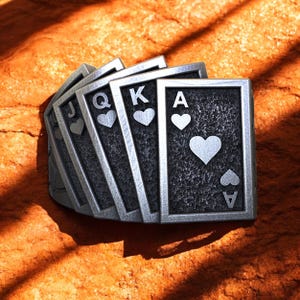 Poker Card Ring Mens Biker Jewelry, Silver Playing Card Ring, Gothic Ace Of Spades Ring, Gambler Ring, Casino Jewelry, Gift For Him