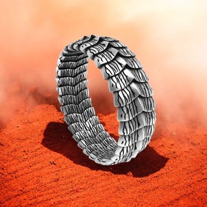 Sterling Silver Dragon Scale Ring: Handmade Gothic Statement Jewelry