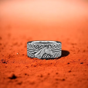 Horse Head Sterling Silver Ring, Handmade 925 Silver Horse Ring for Men Women, Equestrian Jewelry Gift, Unique Horse Band Ring