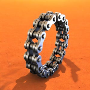 Bike Chain Ring, 925 Sterling Silver Biker Ring, Steampunk Chain Link Band, Industrial Mens Jewelry, Bold Handmade Statement Ring