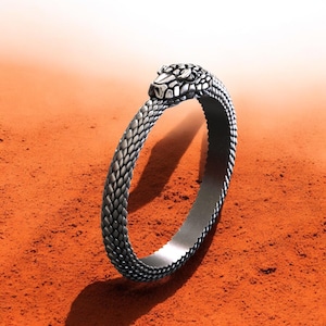 Sterling Silver Snake Ring: Ouroboros Serpent Band, Handmade Animal Jewelry