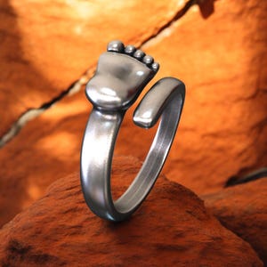 Sterling Silver Baby Footprint Ring: Motherhood Jewelry Gift
