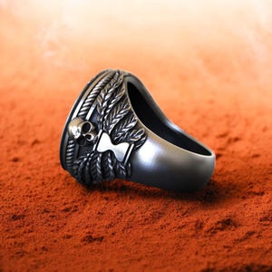 Aries Skull Ring: Sterling Silver Gothic Memento Mori Zodiac Jewelry