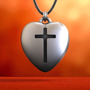 Sterling Silver Heart Cross Necklace: Christian Faith Pendant, Handmade