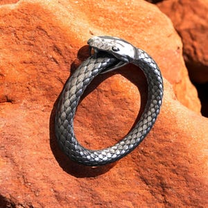 Sterling Silver Ouroboros Snake Ring: Handmade Viking Norse Bangle