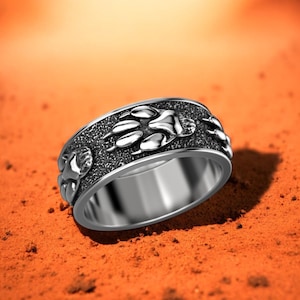 Sterling Silver Paw Print Wedding Band: Animal Lover Jewelry