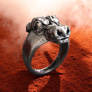 Dragon Head 925 Sterling Silver Ring, Handmade Gothic Jewelry, Unique Mythical Creature Ring, Mens Biker Ring, Statement Silver Ring