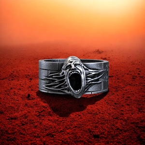 Screaming Face Ring, 925 Sterling Silver Horror Ring, Gothic Statement Ring for Men, Handmade Dark Jewelry, Unique Punk Rock Band