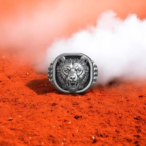 Sterling Silver Bear Head Ring: Viking Grizzly Signet, Handmade