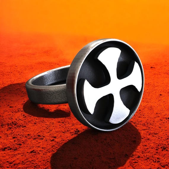 Maltese Cross Ring, 925 Sterling Silver Gothic Cross Ring