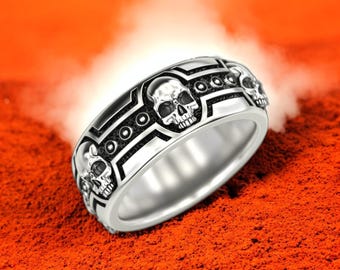 Black Diamond Ring Mens Wedding Bands Skull Skull Wedding
