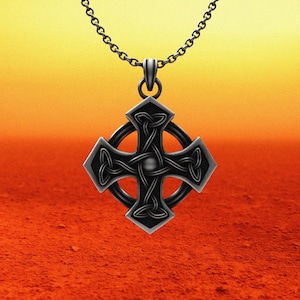 Celtic Cross Necklace 925 Sterling Silver Men&#39;s Religious Pendant Handmade Gothic Jewelry Faith Gift Unique Symbolic Necklace for Him