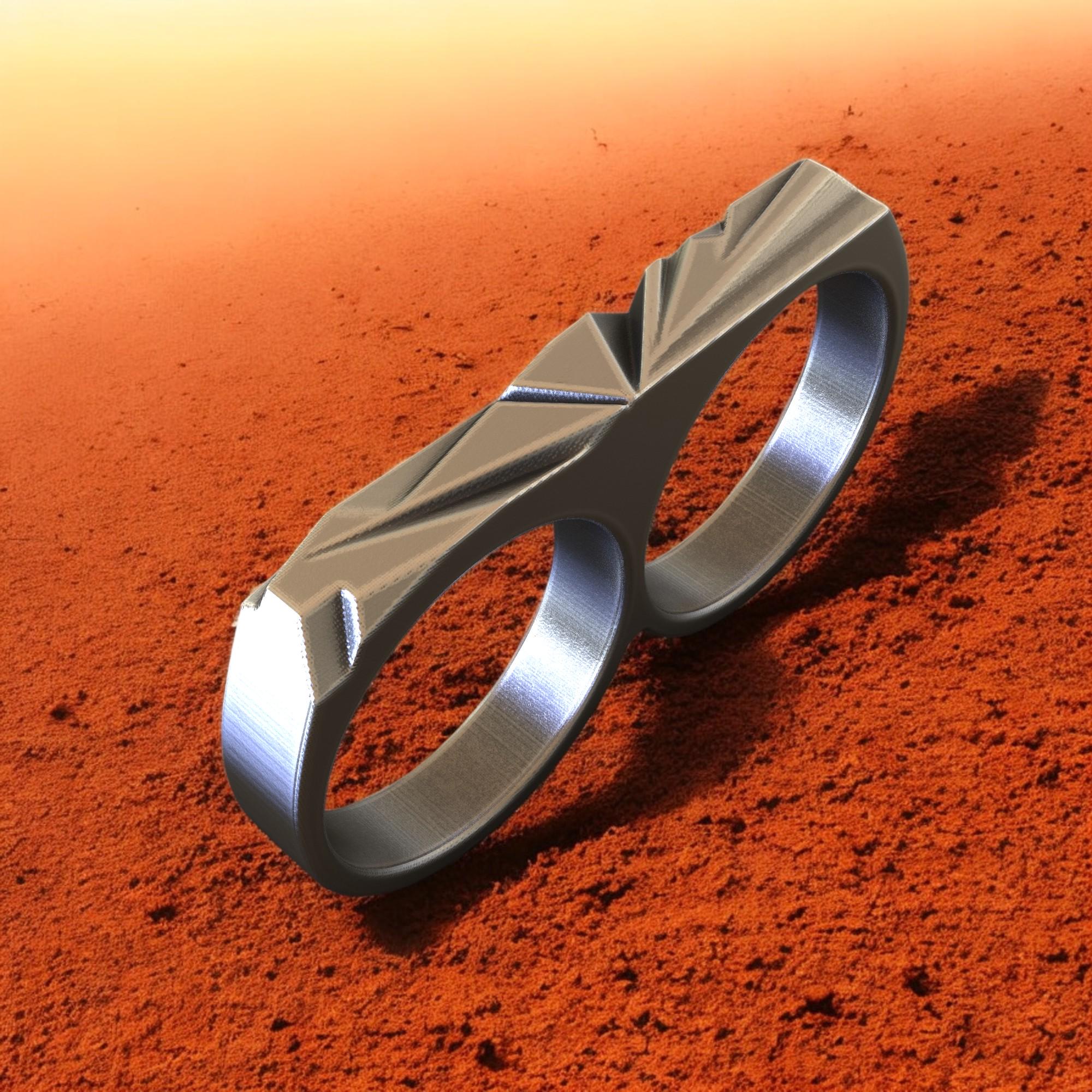 幾何学模様のダブルリング、925スターリングシルバーの2本指リング、モダンなミニマリストジュエリー、ハンドメイドのステートメントリング、彼または彼女へのユニークなギフト  - Etsy 日本