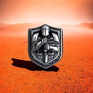 Knight Templar Ring, 925 Sterling Silver Medieval Signet Ring, Handmade Warrior Shield Ring, Gothic Men&#39;s Ring, Unique Gift for Him
