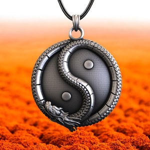 Yin Yang Dragon Necklace: Sterling Silver Taoist Amulet Pendant