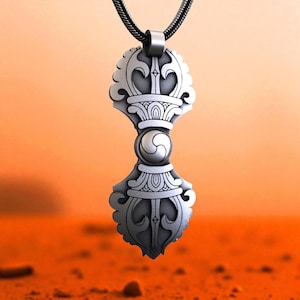 Sterling Silver Vajra Necklace: Dorje Pendant, Buddhist Amulet