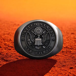 United States Air Force Ring, 925 Sterling Silver Military Signet Ring, Handmade USAF Veteran Ring, Custom Air Force Jewelry, Patriotic Gift