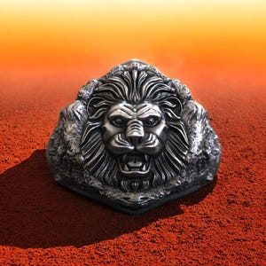 Lion Face Ring, 925 Sterling Silver Rugged Lion Head Ring for Men, Bold Handmade Animal Jewelry, Wild Jungle Style Gift for Him