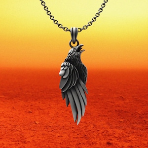 Sterling Silver Raven Necklace: Gothic Crow Amulet, Bird Pendant