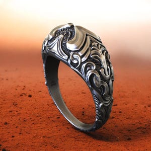 Oxidized Sterling Silver Gothic Ring: Handmade Filigree Statement Jewelry