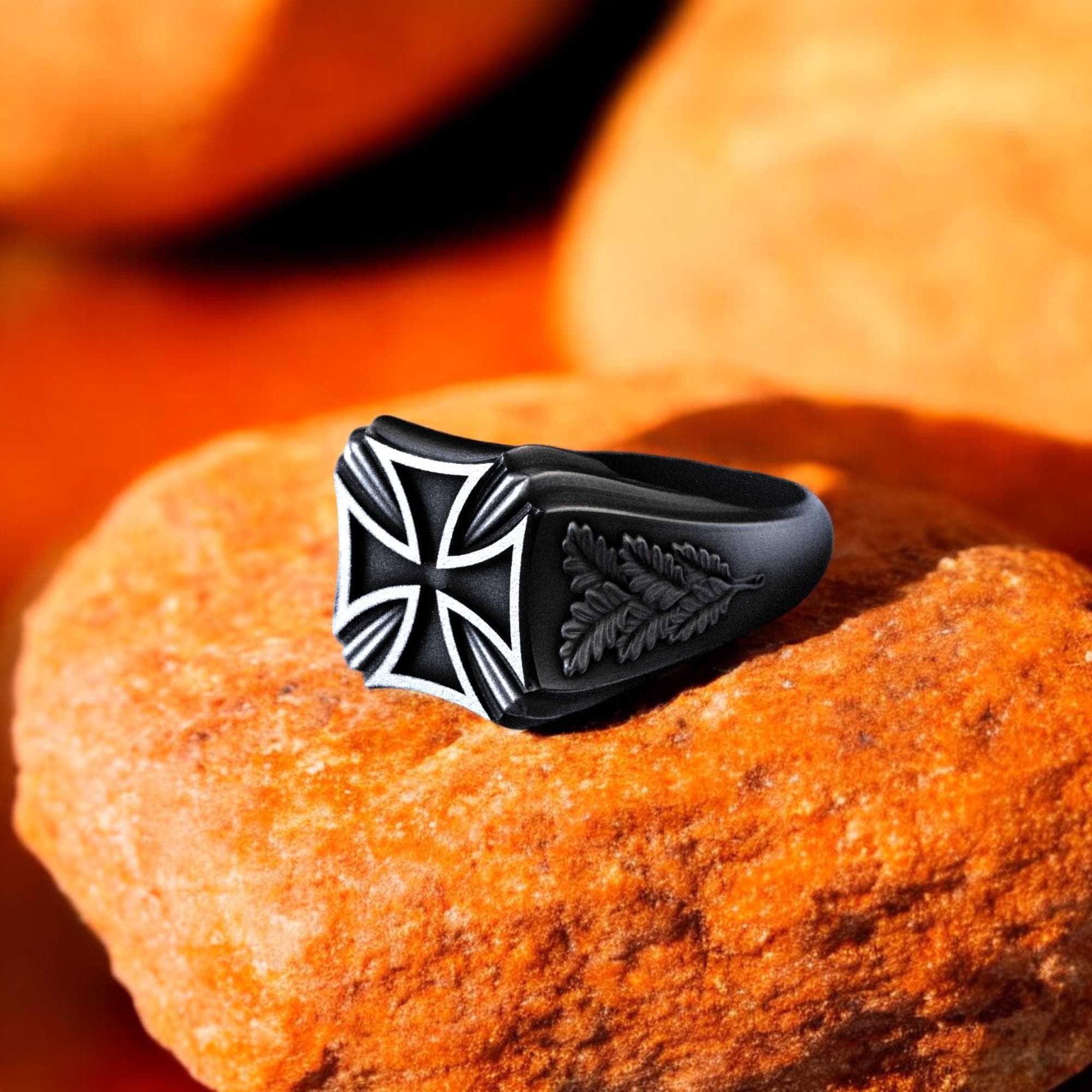 Iron Cross Ring 925 Sterling Silver, Gothic Biker Signet - Etsy