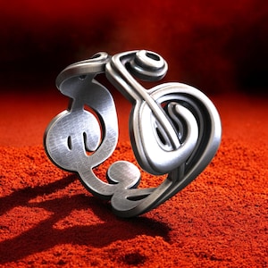 925 Sterling Silver Treble Clef Ring, Music Note Ring, Handmade Silver Jewelry, Adjustable Band, Unique Gift for Musicians, Music Lover Ring