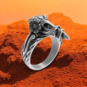 Plague Doctor Ring, 925 Sterling Silver, Gothic Statement Ring, Dark Fantasy Jewelry, Unique Handmade Band, Medieval Beak Mask, Men&#39;s Gift