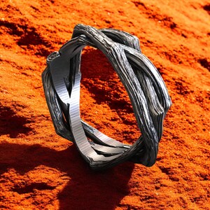 Rustic Twisted Branch Ring, Nature-Inspired Silver Band, Handmade Tree Root Ring, Unique Organic Jewelry, Woodland Wedding Ring